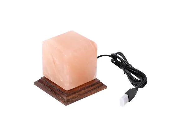 Lampara de Sal Himalaya Cuadrada con Luz de Colores USB