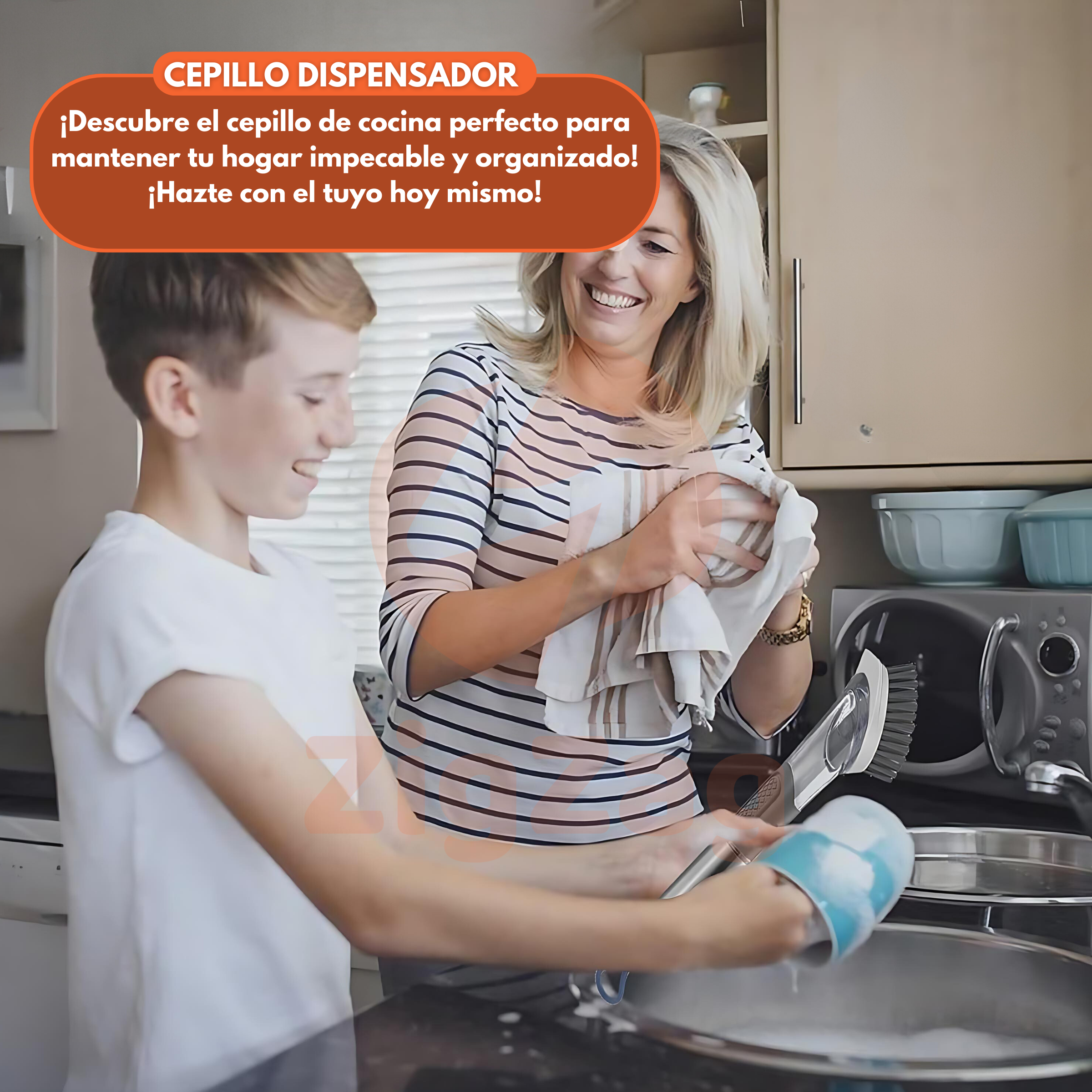 Cepillo de Cocina Con Dispensador de Jabon Liquido