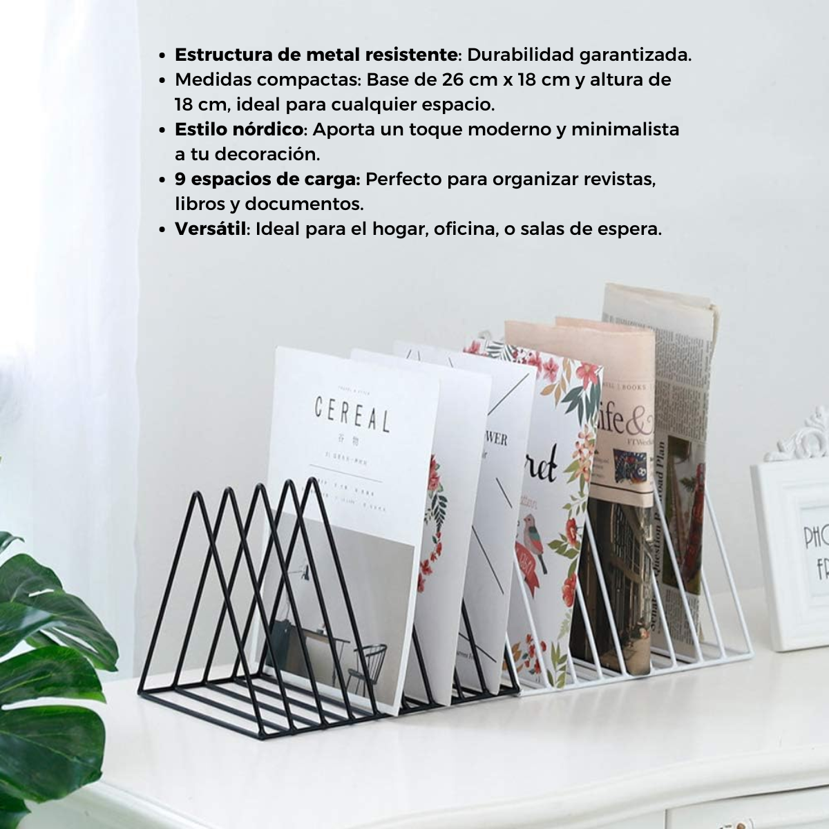 Organizador Libros Escritorio Metal Triangulo