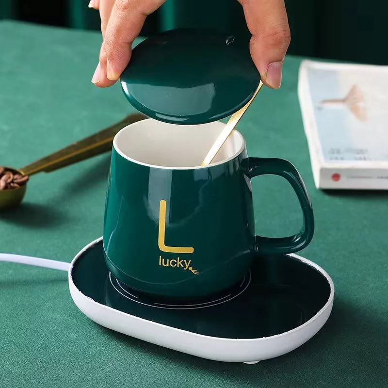 Taza de Cerámica con Base Calentadora - Verde