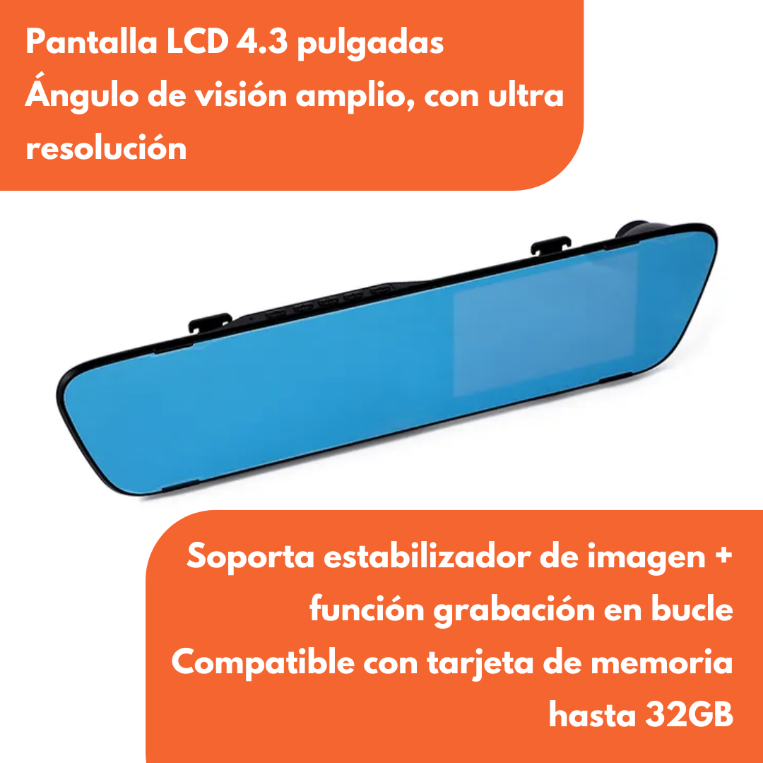 Cámara Ultrafina para Espejo de Auto 4.3 Pulgadas